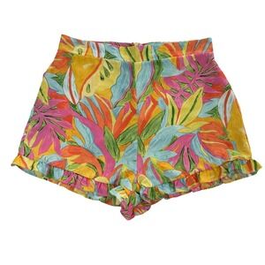 Sage The Label Womens Ruffle Hem Shorts Tropical Floral  LE2732 Medium W518
